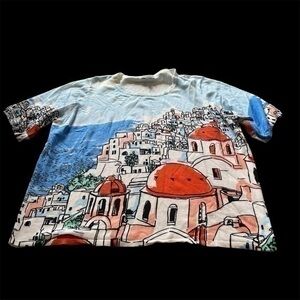 Joseph A Santorini Greece style knit short sleeve sweater